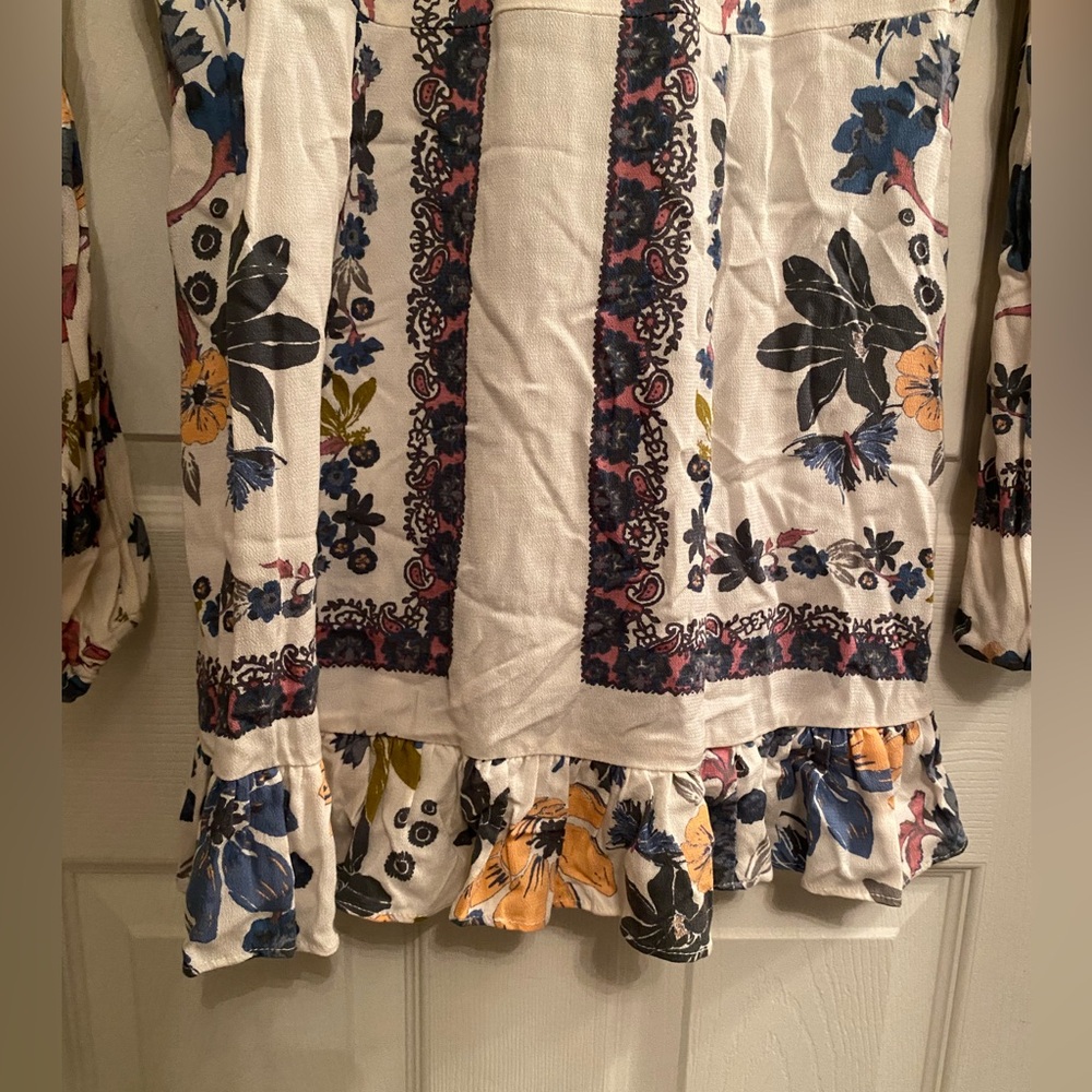 Free People Violet Hill Babydoll Boho Blouse Top - Sz 8 - Picture 9 of 12